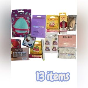 Assortment of different lip and face products.